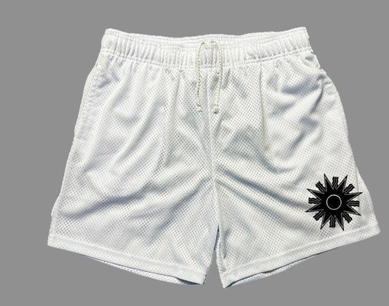 Chaldean Mesh Shorts- White Star